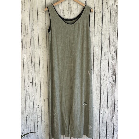 Play Alegre Womens Sleeveless Maxi Dress Size S Green Hand Painted Art To Wear - Picture 7 of 12